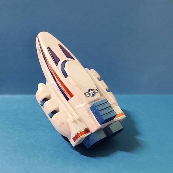 vintage SL Uk design USAF Friction Action Jet Plane - White & Blue - Picture 2 of 7